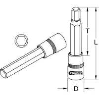 Ks Tools 911.1325, Llave de vaso, 1/2", métrica, 1 cabeza, 5 mm, acero cromo vanadio