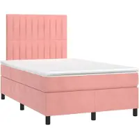 Prolenta Maison Exclusive: Cama con somier y colchón rosa, 120x190 cm, tapizada en terciopelo