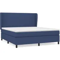 Syfax Cama box spring con colchón tela azul 160x200 cm