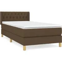 Syfax Cama box spring con colchón tela marrón oscuro 100x200 cm