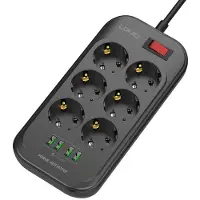Sonstiges Regleta de enchufes LDNIO SE6403 con 6 enchufes, 4 puertos USB, indicadores luminosos y protección contra sobrecarga, de 2 metros de longitud, color negro