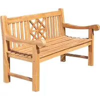 CLP Banco de jardín de teca Florida. Banco con asiento ergonómico de madera maciza. Altura del asiento: 44 cm. Color: teca. Tamaño: 200 cm