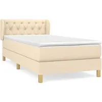 Syfax Cama box spring con colchón tela color crema 80x200 cm