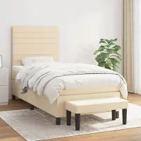 Prolenta Maison Exclusive: Base de cama con somier y colchón, color crema, 90x190 cm, material: textil