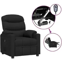 Syfax Sillón reclinable eléctrico de tela negro