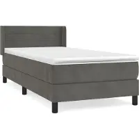 Syfax Cama box spring con colchón terciopelo gris oscuro 80x200 cm