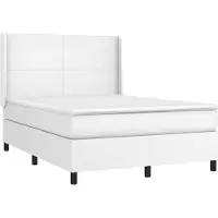 Syfax Cama box spring con colchón cuero sintético blanco 140x200cm