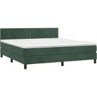 Syfax Cama box spring con colchón terciopelo verde oscuro 180x200 cm