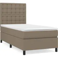 Syfax Cama box spring con colchón tela gris taupe 100x200 cm