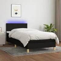 Prolenta Maison Exclusive: Base de cama con somier y colchón, con iluminación LED, color , 90x200 cm, tapizada en tela