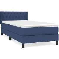 Syfax Cama box spring con colchón tela azul 90x200 cm