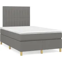 Syfax Cama box spring con colchón tela gris oscuro 120x200 cm