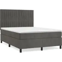 Syfax Cama box spring con colchón terciopelo gris oscuro 140x200 cm