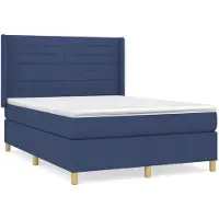 Syfax Cama box spring con colchón tela azul 140x200 cm