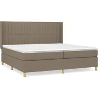 vidaXL Cama con somier y colchón , color taupe, 200x200 cm, tapizada en tela