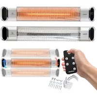 Arebos Calentador infrarrojo de 2000W con mando a distancia, de alta calidad, IP65, color negro, aluminio, 852 mm, 100 mm, 130 mm