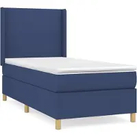Syfax Cama box spring con colchón tela azul 90x200 cm