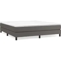 Syfax Cama box spring con colchón cuero sintético gris 160x200 cm