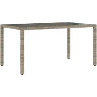 Syfax Mesa de jardín superficie de vidrio ratán PE gris 150x90x75 cm