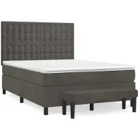 Syfax Cama box spring con colchón terciopelo gris oscuro 140x200 cm