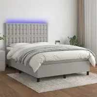 Prolenta Maison Exclusive: Base de cama con somier, colchón y luz LED, color gris claro, 140x200 cm, material: textil