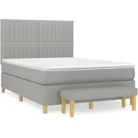 Syfax Cama box spring con colchón tela gris claro 140x190 cm