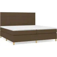 Syfax Cama box spring con colchón tela marrón oscuro 200x200 cm