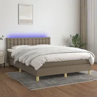 Prolenta Maison Exclusive: Base de cama con somier, colchón y luces LED, color beige, 140x190 cm, tapizada en tela