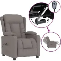 Syfax Sillón reclinable eléctrico, color taupe, tapizado en tela