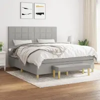 Prolenta Maison Exclusive - Base de cama con somier y colchón, color gris claro, 160 x 200 cm, tejido