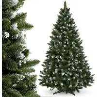 Kadax Árbol de Navidad artificial con adornos plateados y detalles que simulan escarcha, de 180 cm, fabricado en PVC