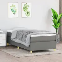 Prolenta Maison Exclusive - Base de cama con somier y colchón, color gris oscuro, 90x200 cm, material: textil