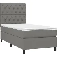 Syfax Cama box spring con colchón tela gris oscuro 80x200 cm