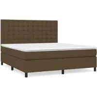 Syfax Cama box spring con colchón tela marrón oscuro 180x200 cm