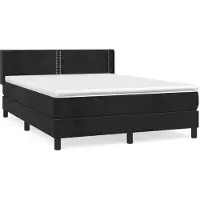 Syfax Cama box spring con colchón terciopelo negro 140x190 cm