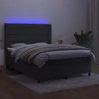 Prolenta Maison Exclusive - Base de cama con somier, colchón y luces LED, color gris oscuro, 140x190 cm, tapizada en terciopelo