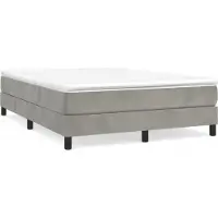 Syfax Cama box spring con colchón terciopelo gris claro 140x200 cm