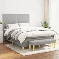 Prolenta Maison Exclusive - Base de cama con somier y colchón, color gris claro, 140 x 190 cm, tejido