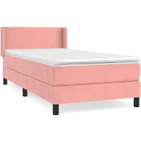 Syfax Cama box spring con colchón terciopelo rosa 90x200 cm