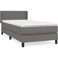 Syfax Cama box spring con colchón cuero sintético gris 80x200 cm