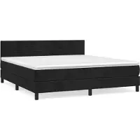 Syfax Cama box spring con colchón terciopelo negro 180x200 cm