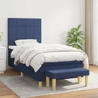 Prolenta Maison Exclusive: Base de cama con somier y colchón, color azul, 80x200 cm, material textil