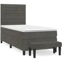 Syfax Cama box spring con colchón terciopelo gris oscuro 100x200 cm