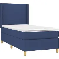 Syfax Cama box spring con colchón tela azul 90x190 cm