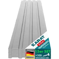 Floordirekt 15 láminas de acero trapezoidal de 115x45 cm, set de alta calidad, incluye 100 tornillos, superficie de 7,7 m², color gris claro