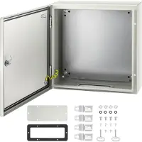 Vevor Caja de acero NEMA, 20 x 20 x 6 pulgadas, caja de acero NEMA 4X, IP66, resistente al agua y al polvo, caja de conexiones eléctricas para uso en interiores y exteriores, con placa de montaje