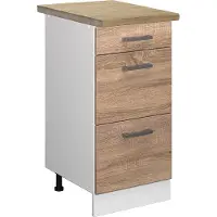 Vicco Mueble bajo de cocina R-Line Sonoma 40 cm con cajones, ET Roble, Model 45542