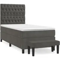 Syfax Cama box spring con colchón terciopelo gris oscuro 90x200 cm