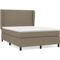 Syfax Cama box spring con colchón tela gris taupe 140x190 cm