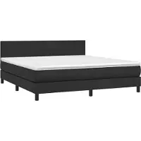 Syfax Cama box spring con colchón cuero sintético negro 160x200 cm